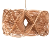 bali & pari Jeneth Natural Rattan Pendant Lampshade - Coastal Boho Ceiling Light Cover with Handcrafted Geometric Design